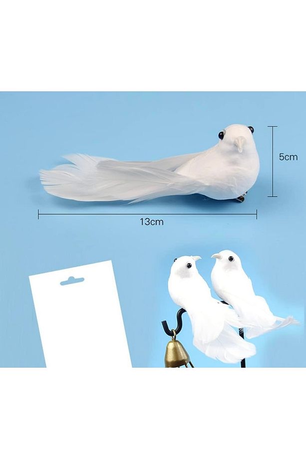 Strafor Güvercin Yapay Tüylü Simli 11*4 cm Dekoratif Ev Ofis Yılbaşı Süsü 1 Adet - 3
