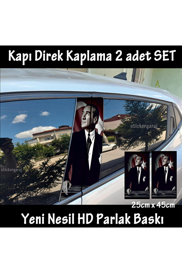 Mustafa Kemal Ata Foil - 2 Pieces Side Door Pole Covering Stickers