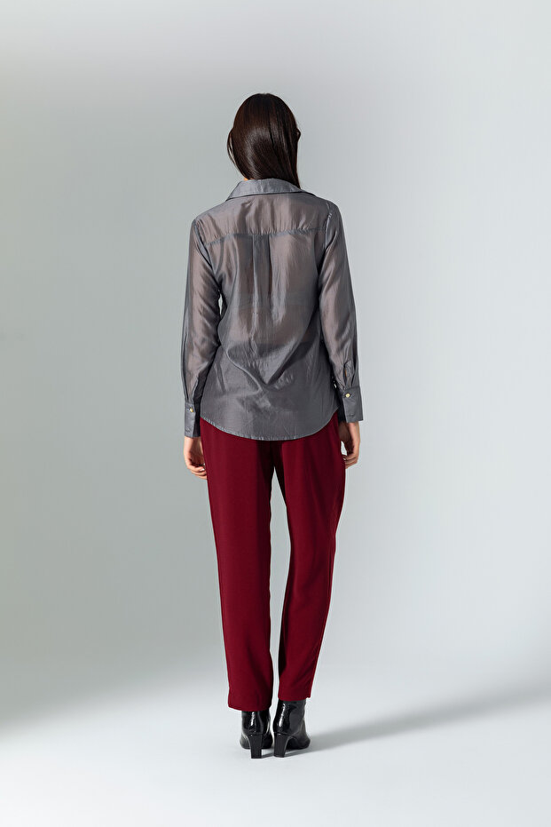 Gri Parlak Gömlek - 4