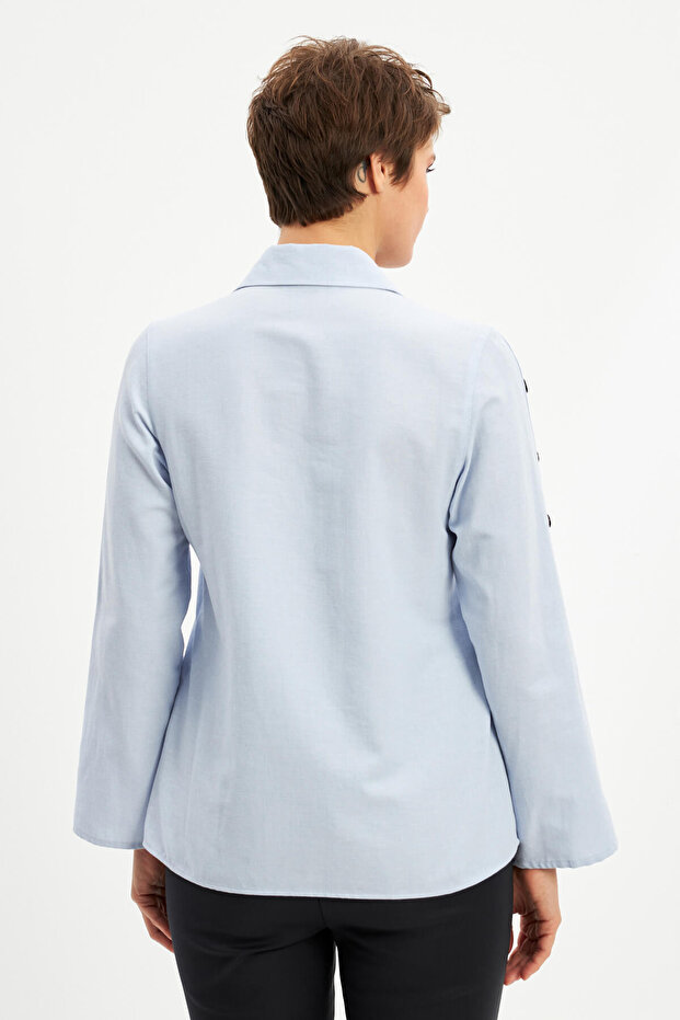 Mavi Basic Düğme Detaylı Gömlek - 7