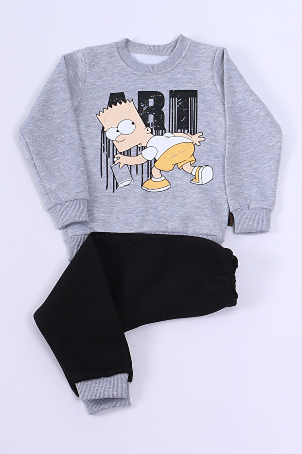 طقم بدلة رياضية للأولاد 3 خيوط - طباعة شخصية E7 - 2