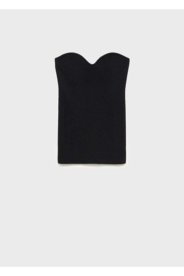 Kalp yakalı triko bluz - 3