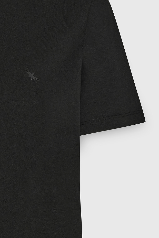 Erkek Siyah Slim Fit Dar Kesim Bisiklet Yaka Pamuklu Tişört - 5