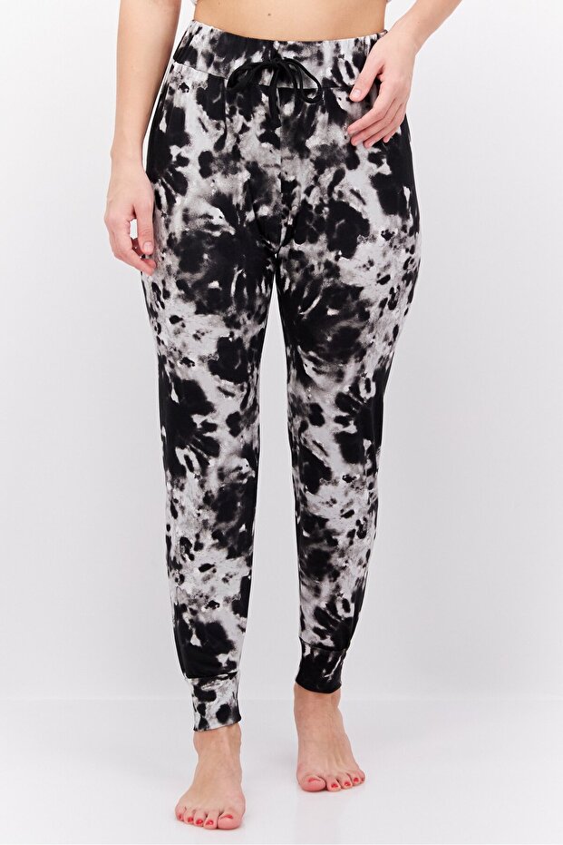 Women Tie Dye Drawstring Pyjama, Black