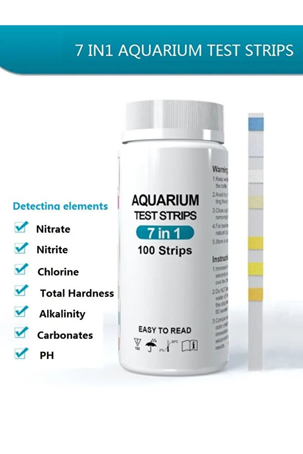 7 IN 1 100Pcs Aquarium Test Strips Water Quality Test Strip 7/in1 Fish Tank Test Kit Freshwater Salt