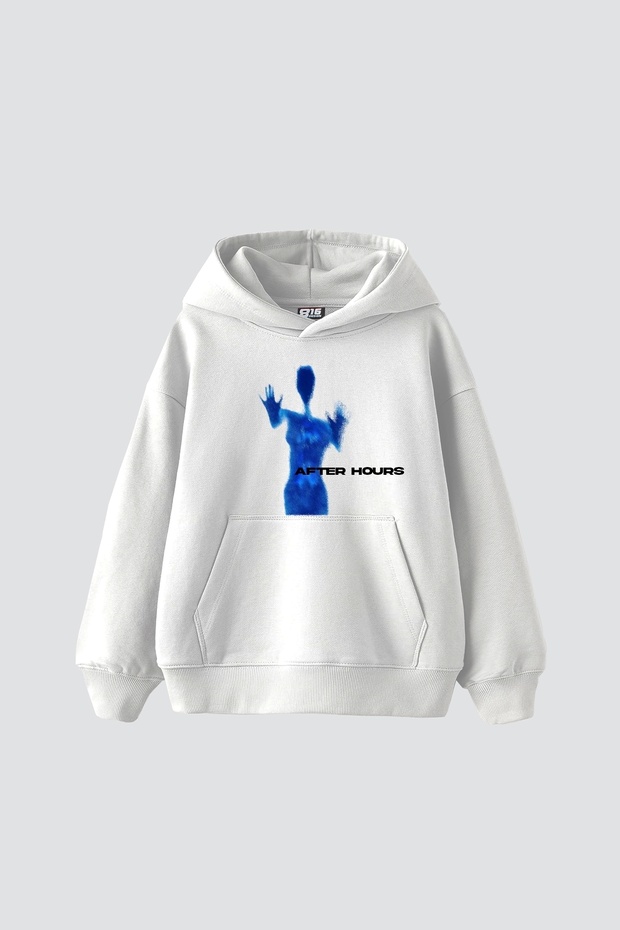 After Hours Printed Oversize Unisex Premium White Hoodie