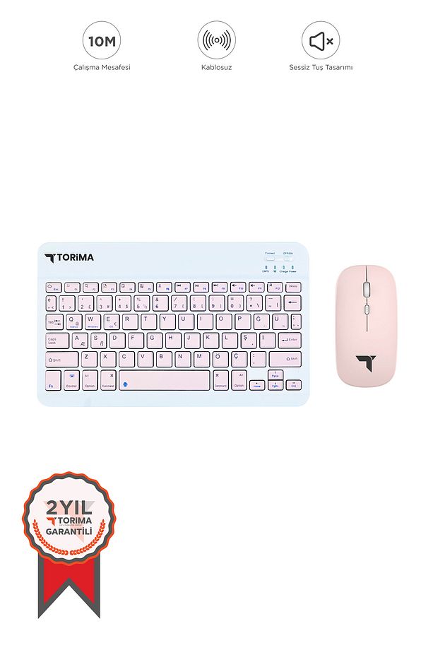 Pembe Tmk-04 Bluetooth Kablosuz Klavye Ve Mouse Seti - 1