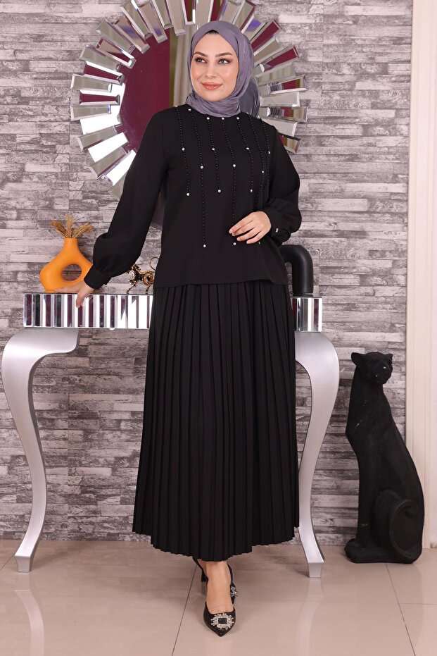 Pearl and Stone Detailed Suit Black 19135