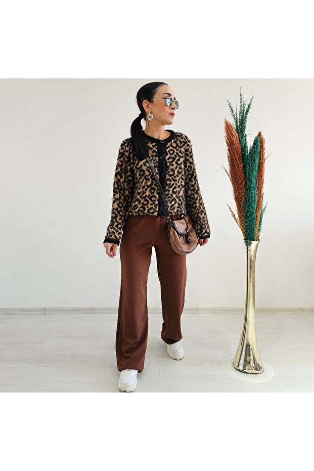 Button Detail Leopard Jacket - 1