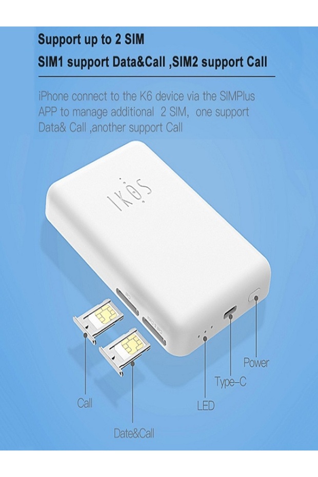 IKOS K6 Awireless çift üçlü SIM adaptörü iPhone için-2 veya 4 SIM kart aynı anda aktif-WiFi - 2