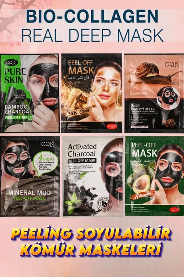 Collagen Soyulabilir Deep Peeling Siyah Çamur Maskeleri 6 Adet Set - 1