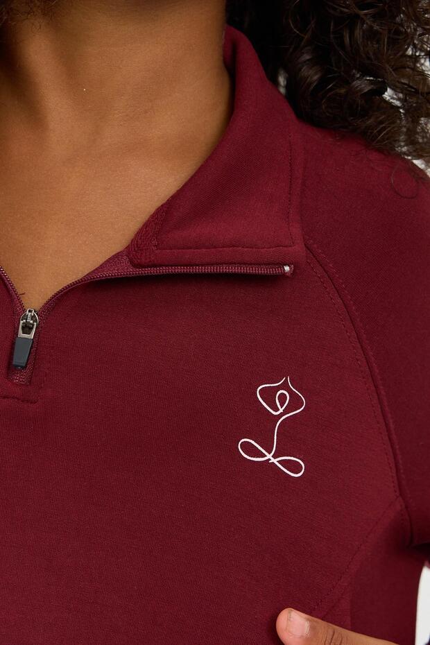 Kız Çocuk Basıc Fluffy Sweatshirt Bordo - 4