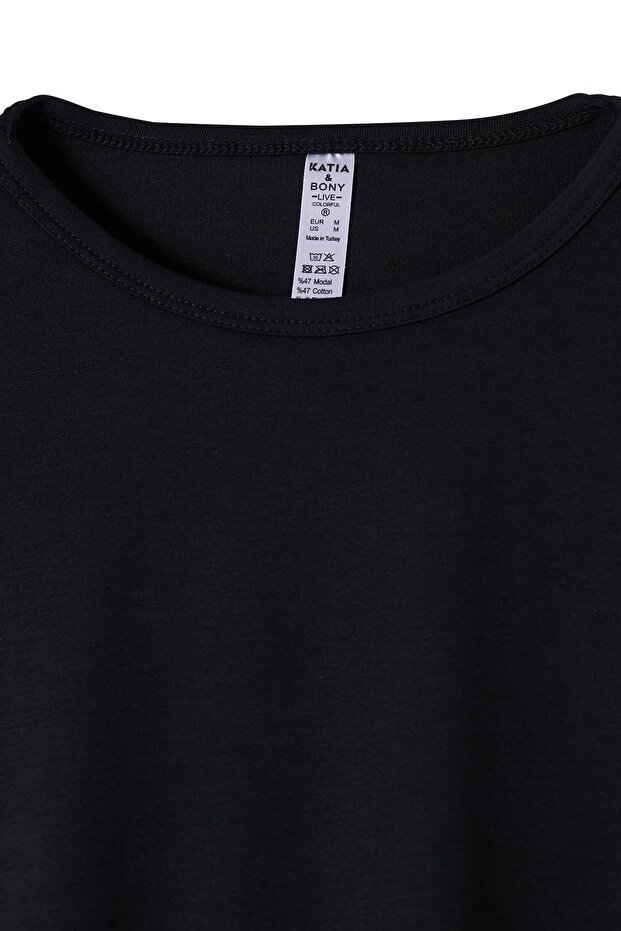 Basic Modal O  Yaka Erkek Tshirt Siyah - 3