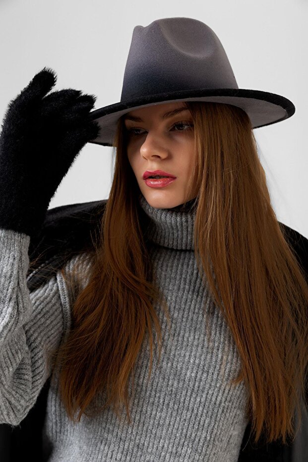 قبعة فيدورا رمادية متدرجة - 5