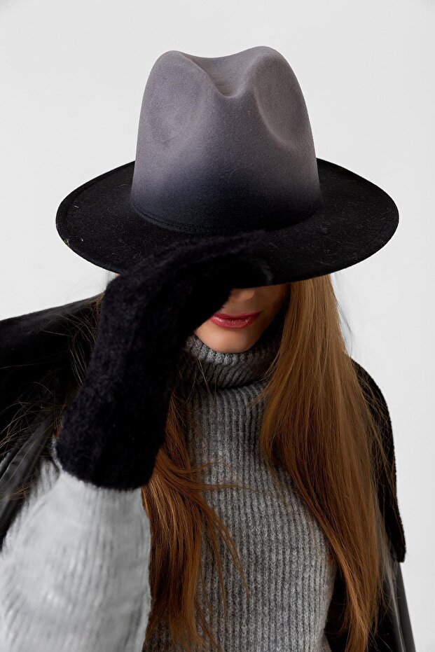 قبعة فيدورا رمادية متدرجة - 3