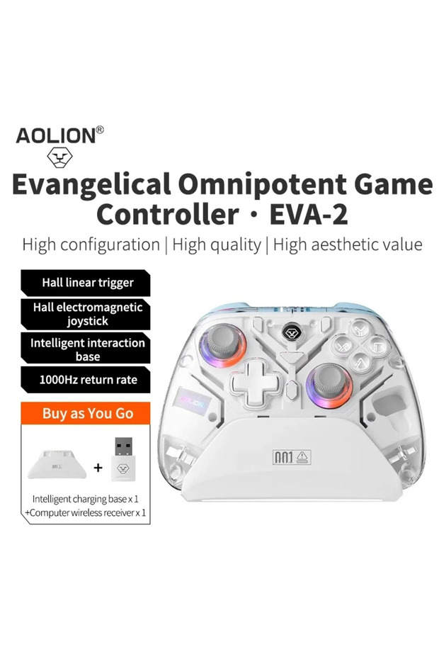 Aolion K10 Gaming Controller With Charging Dock RGB Wireless Gamepad Hall Effect Joystick Trigger... - 2