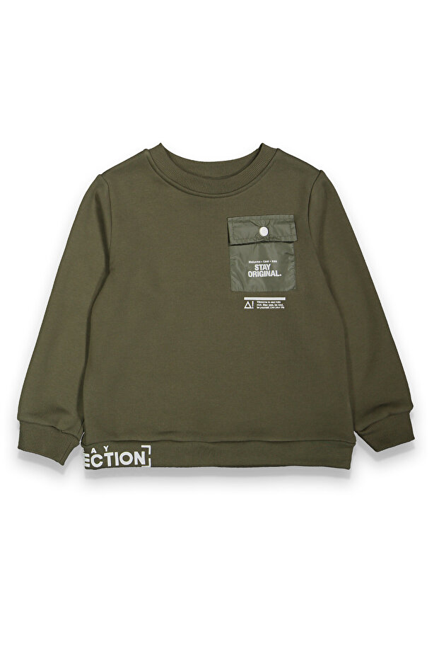 Boy's Thick Printed-Pocketed Sweatshirt