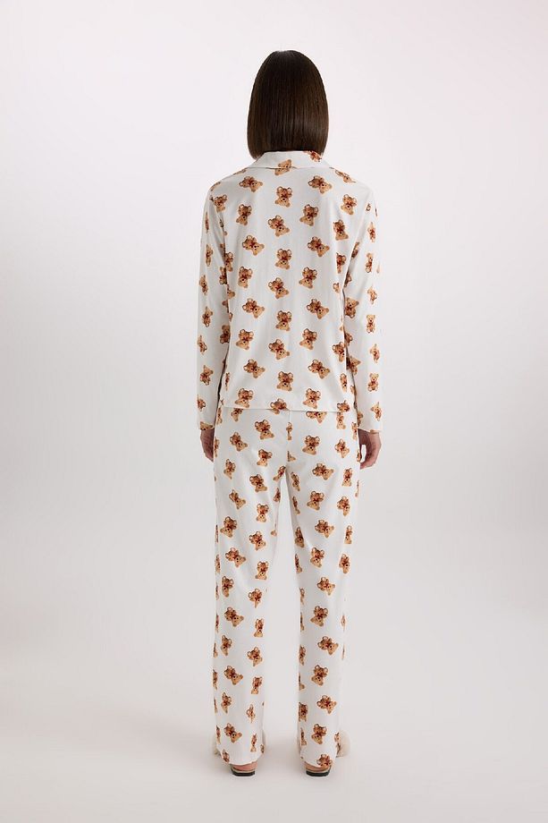 Fall in Love Desenli Pijama Takımı Uzun Kollu Üst Beli Lastikli Alt D2278AX24WN - 6