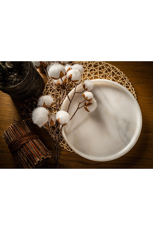 صينية تقديم من الرخام الأبيض - 7