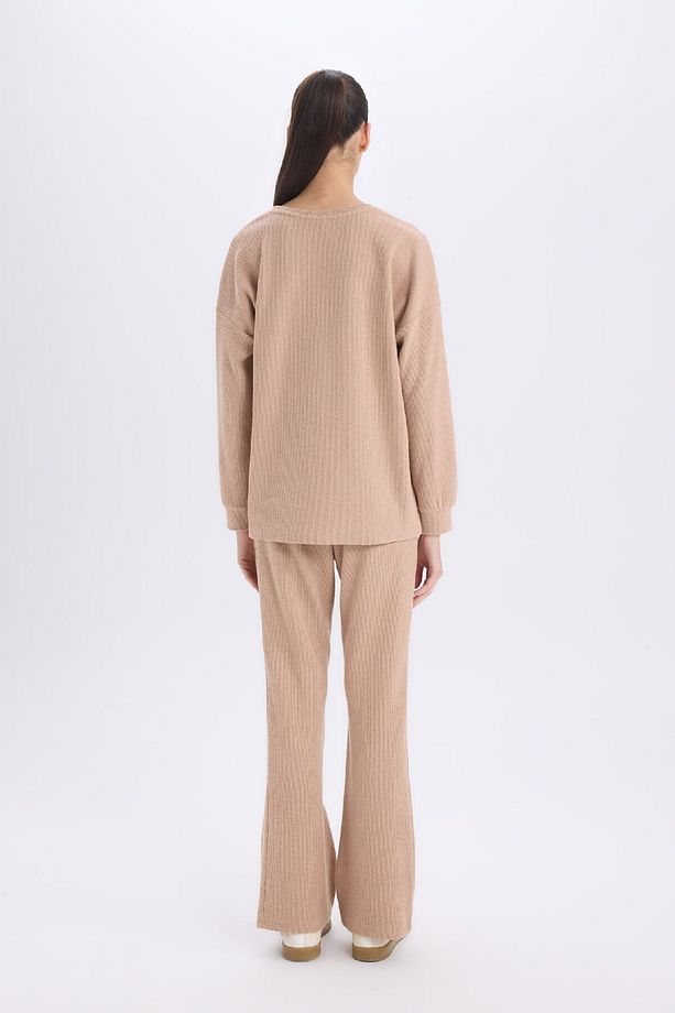 Pijama Takımı Regular Fit Basic Düz Uzun Kollu Üst Geniş Bol Paça Alt-fall In Love D2259ax24wn - 6