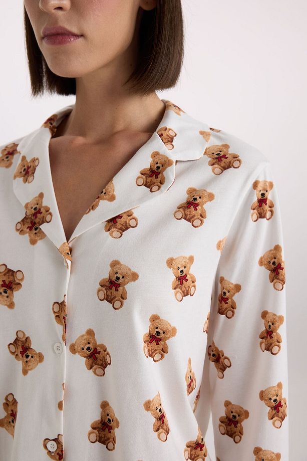 Fall in Love Desenli Pijama Takımı Uzun Kollu Üst Beli Lastikli Alt D2278AX24WN - 5