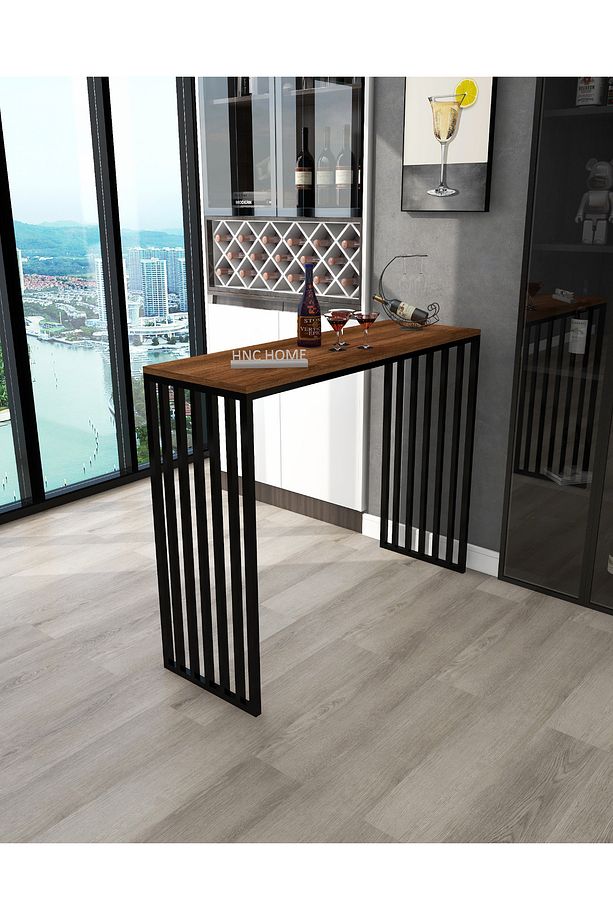 Bar Masası Metal İskeletli Yüksek Mutfak Yemek Masası Dresuar - 2