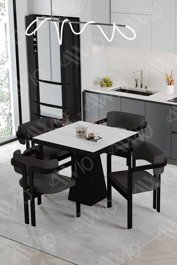 LEXUS Lake Mdf Ayak Tokyo Demonte Sandalye 80x80 Yemek Masası Mutfak Masası 4 Kişilik - 1