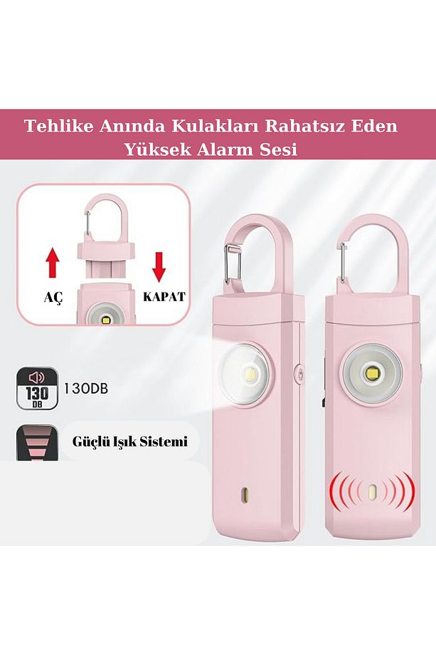 Kadın Çocuk Kişisel Güvenlik Alarm Ve Anahtarlık Şarj Edilebilir 130 Db Yüksek Sesli Deprem Alarmı - 3