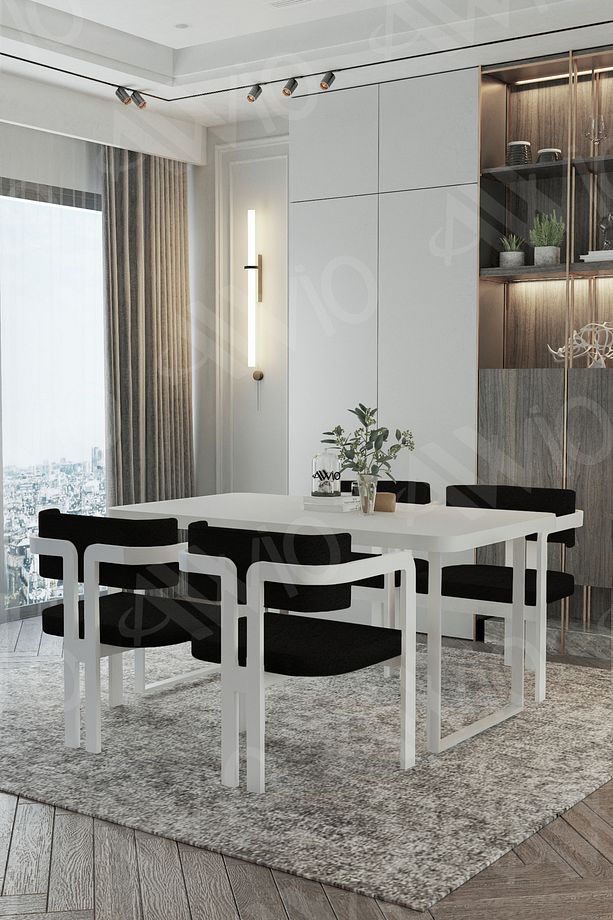 MİTRA MetalAyak Tokyo Demonte Sandalye 80x120 Yemek Masası Mutfak Masası 4 Kişilik - 4