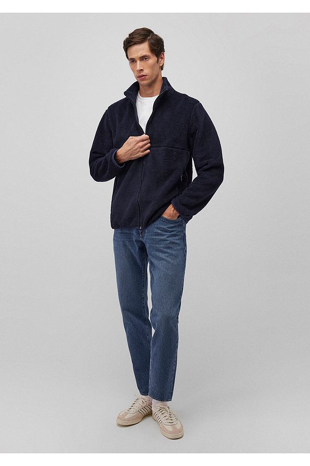 Fermuarlı Lacivert Sherpa Sweatshirt 0S10222-82318 - 1