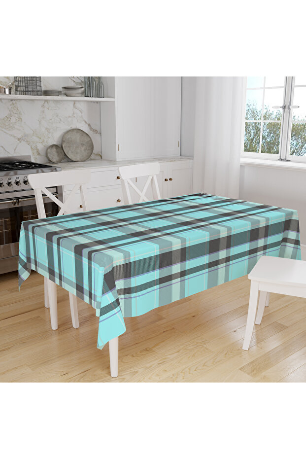 Green Plaid Striped Digital Printed Table Cloth