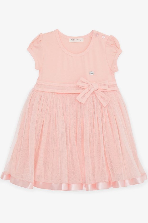 Girl's Dress, Tulle, Bow and Crest, 1.5-5 Years, Salmon