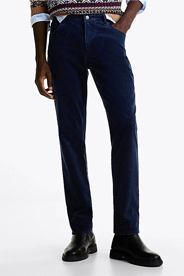 Denton 5Pkt Washed Corduroy Men's Blue Jeans Mw0Mw36696Dbz