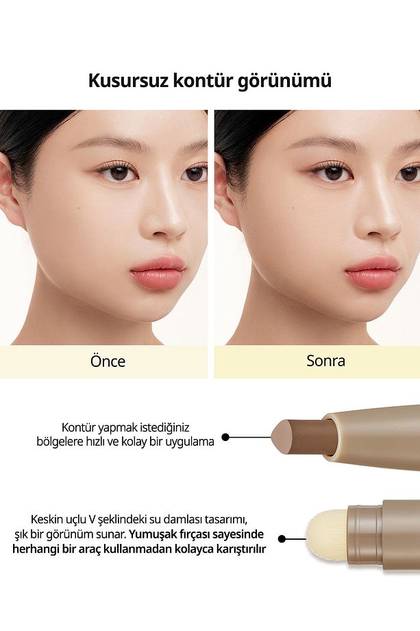 Pratik Uygulanan Çift Taraflı Kontür Stick PERIPERA V Shading Blending Stick (002 Deep Brown) - 4