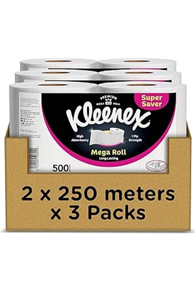 Kitchen Paper Towel, Mega Roll Tissue, 6 Rolls x 250 Meters
