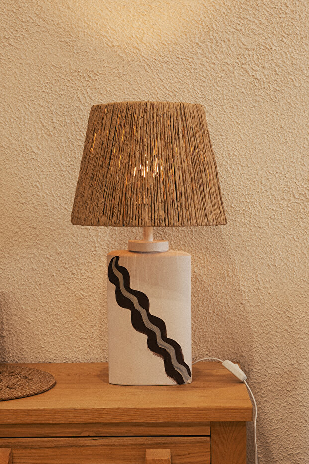 Ceramic Patterned Wicker Lampshade - Soleil 9097