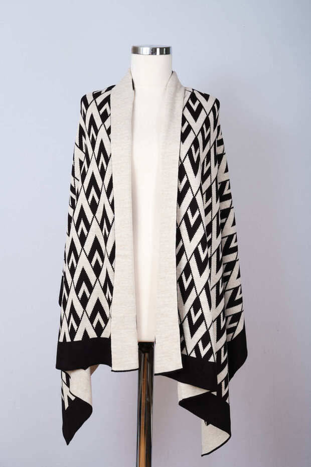 V Desenli Triko Şal - 2