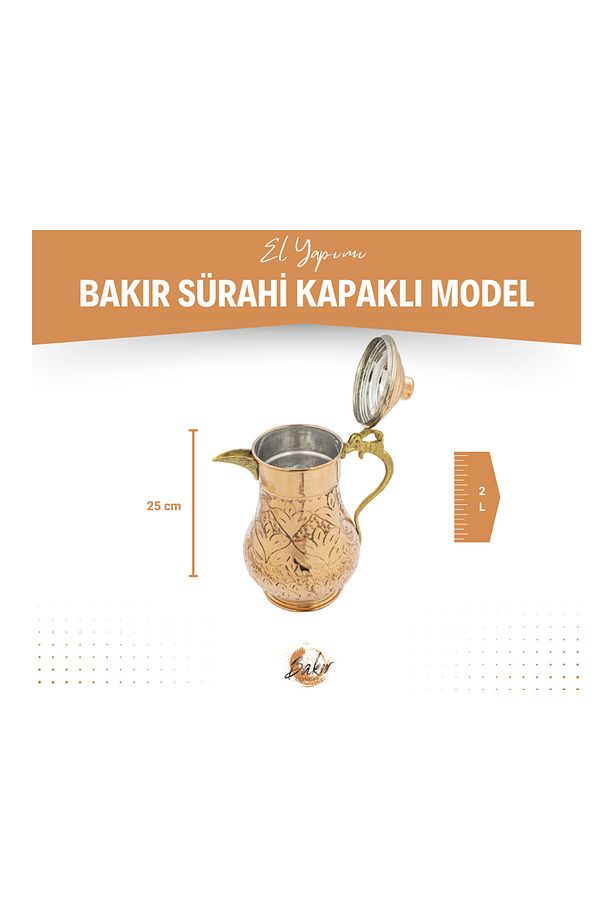 Bakır Sürahi Desenli Model Bakır Renk - 6