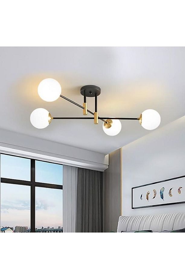 Yürüyen Abajur 4'lü Glop Camlı Modern Avize - 1