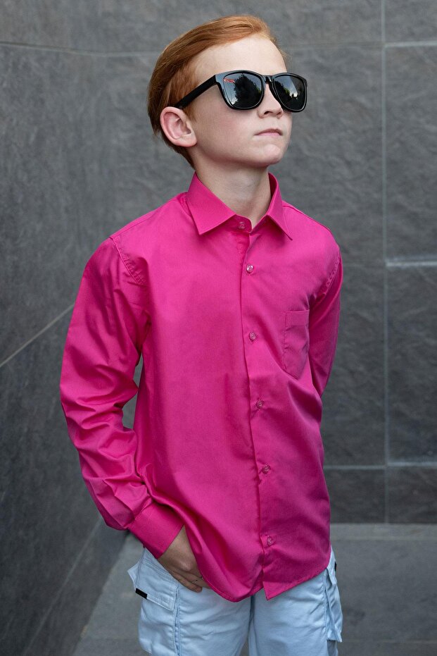 Erkek Çocuk Gömlek Basic 6-10 Yaş, Pembe - 1