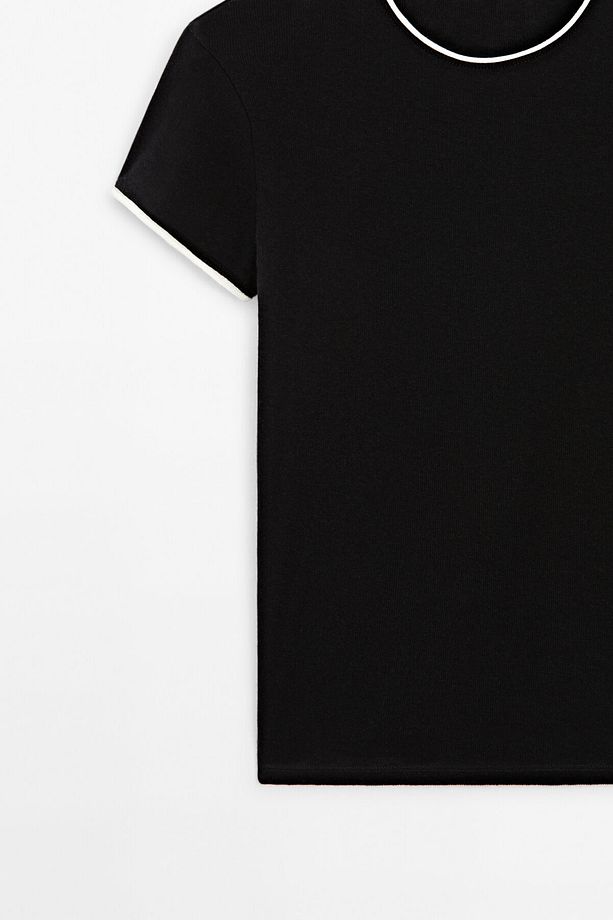 İnce kontrast t-shirt - 8