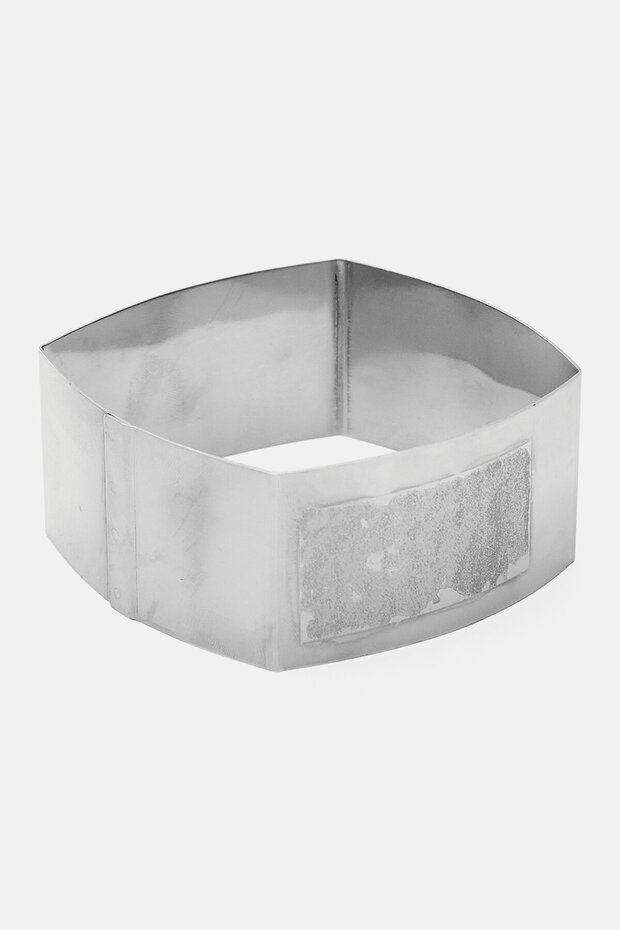 خاتم على شكل بطن مربع، فضي - 2