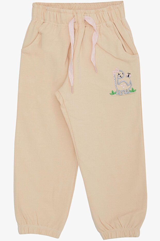 Girl's Bottom Cute Dinosaur & Butterfly Embroidery Printed 1-4 Years, Cream