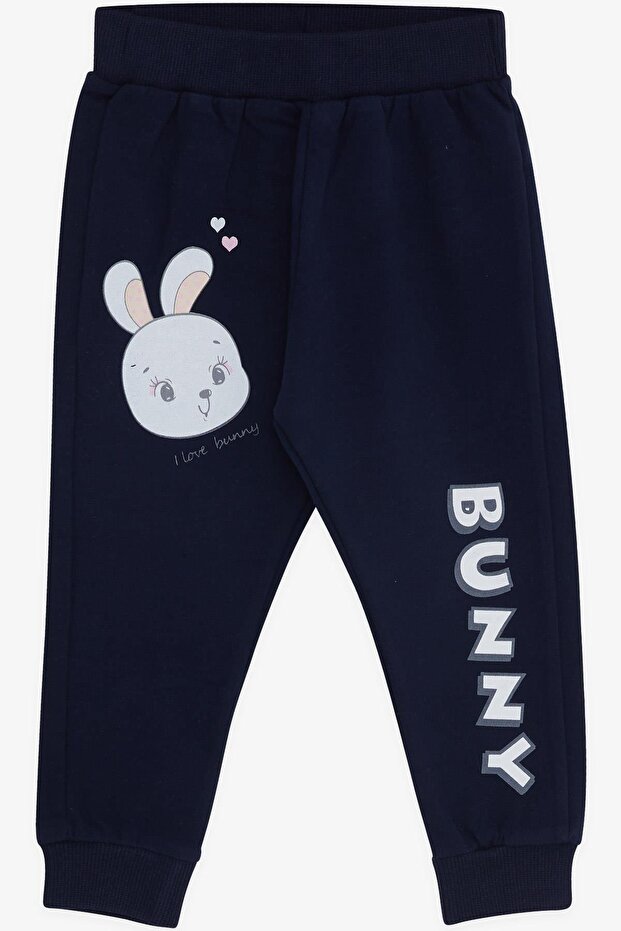 Baby Girl Sweatpants Printed 9 Months-3 Years, Navy Blue