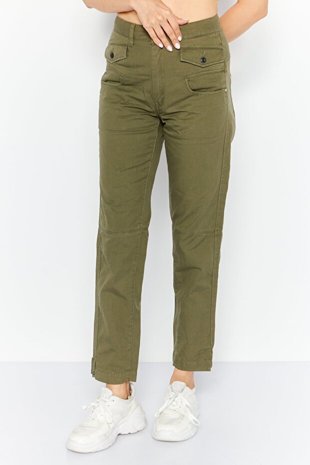 Women Regular Fit Solid Pant, Olive