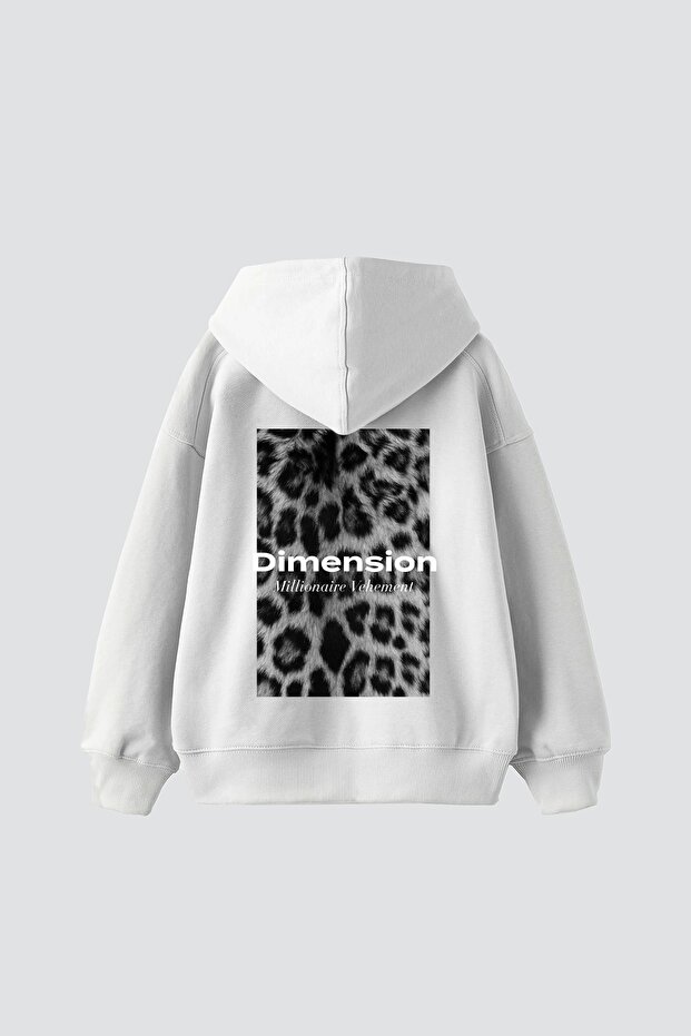 V2 Dimension Printed Oversize Unisex Premium White Hoodie