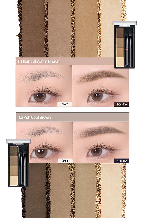 Soğuk Alt Tonlu Kaş Farı Paleti CLIO Kill Brow Shaping Powder Brow (02 Ash Cool Brown - 4