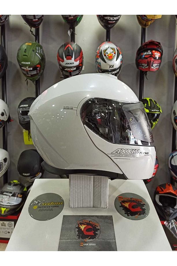 Gecko SV Parlak Beyaz Çene Açılır Kask - 2
