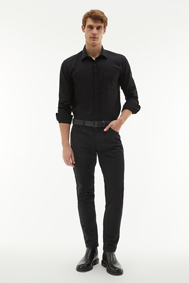 REGULAR FIT TEK CEPLİ UZUN KOLLU GÖMLEK - 1