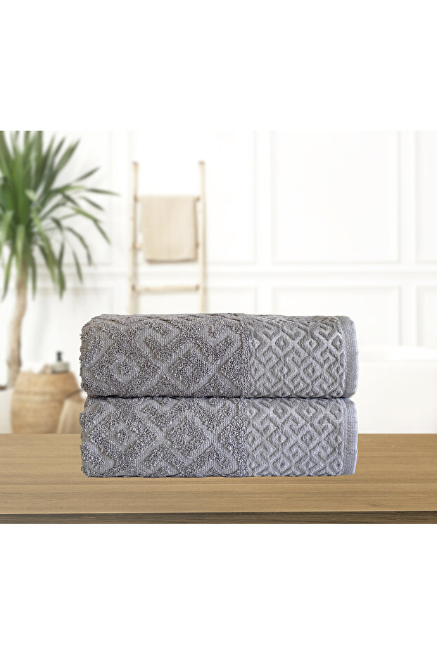 100% Cotton Jacquard Set of 2 Towels 55X100Cm